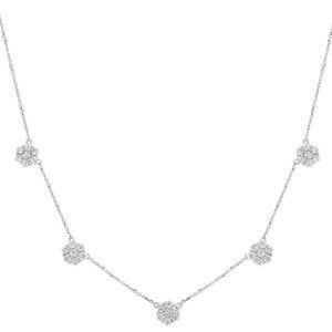 2.00 Carat Diamond Cluster Flower Necklace G SI 14K White Gold